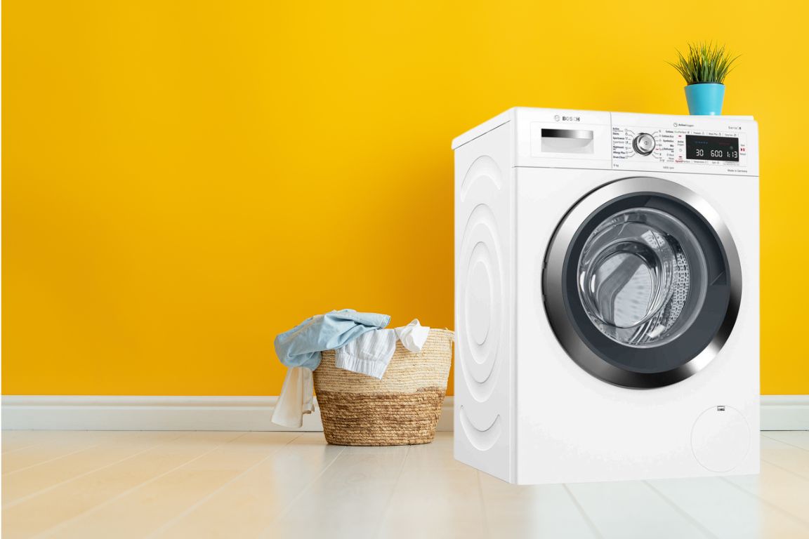 Máy giặt Bosch WAW32640EU có thiết kế hiện đại và sang trọng, với màu sắc chủ đạo là trắng