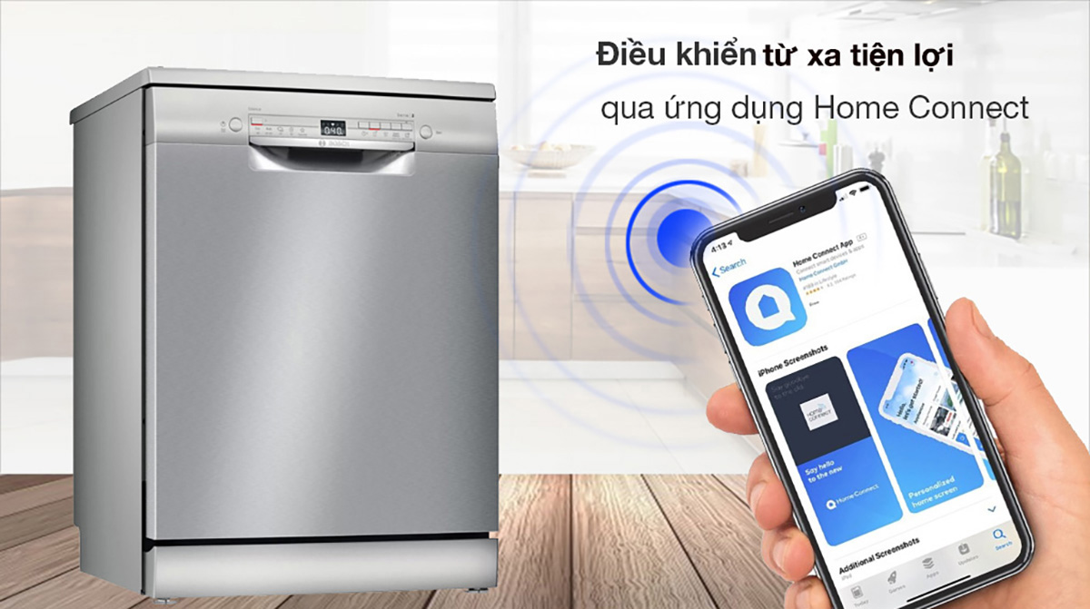 Home connect- trên máy rửa bát bosch sms4hdi52e